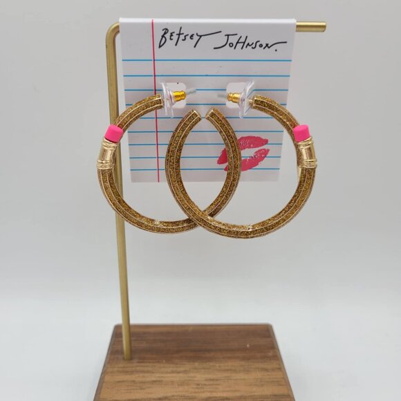 Betsey Johnson Book Smart Pencil Hoop Earrings NWT! NEW! - Picture 2 of 6
